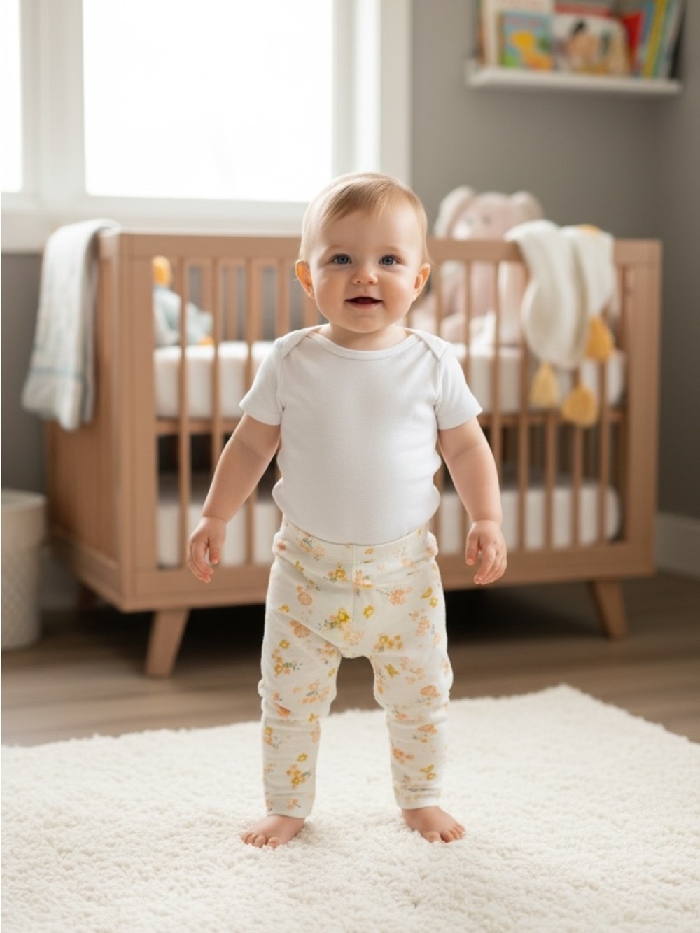 Carter's White Floral Infant pajama pants 12 Months  mustard  heart cotton